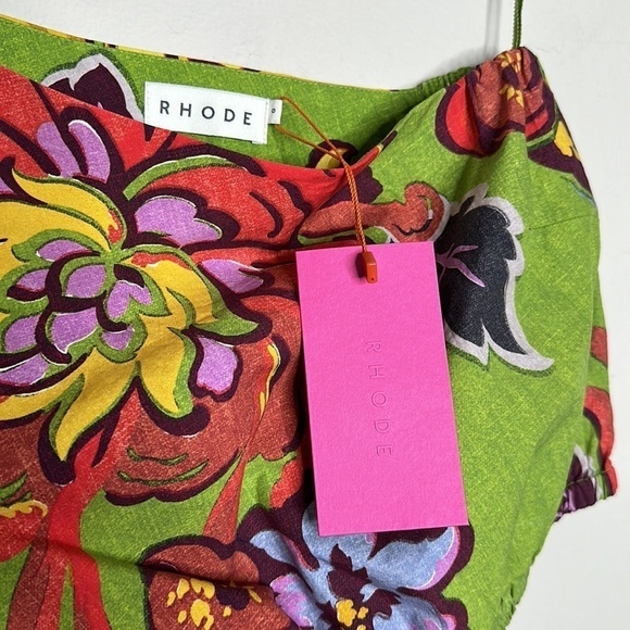 RHODE Kristie One Shoulder Puff Sleeve Top in Green Lanai Print. Size 0 NWT - Picture 7 of 8